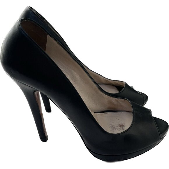 Prada Black Peep-Toe Heels - Picture 1 of 11